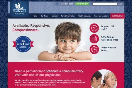 Screenshot of Northpoint Pediatrics Home Page