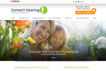 Screenshot of Connect Hearing website home page