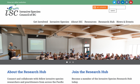 Screenshot of the ISCBC Website Research Hub Home