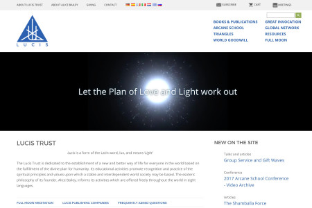 Screenshot of The Lucis Trust website home page