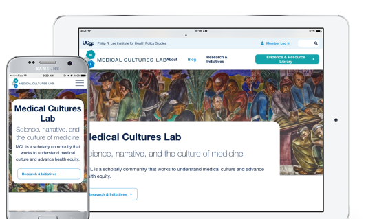 Screenshots of UCSF Culture of Medicine home page on tablet and mobile