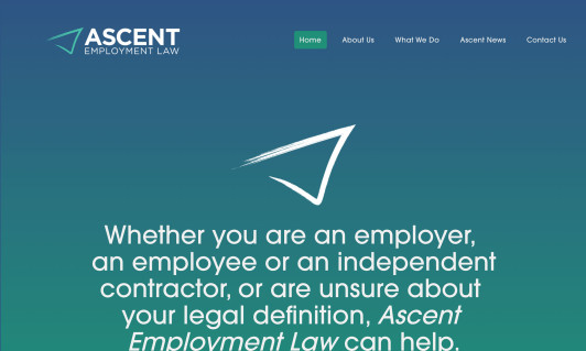 Screenshot of Ascent Employment Law home page