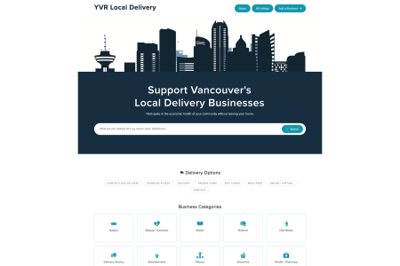 Screenshot of YVR Local DeliveryHome page