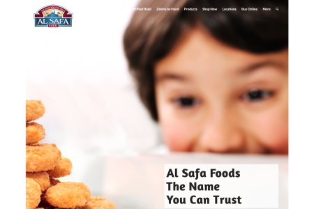 Screenshot of the Al Safa Foods website home page