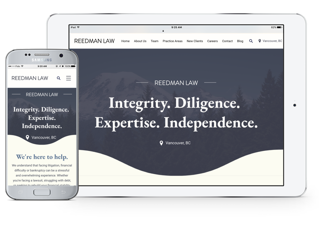 Screenshot of Reedman Law website home page