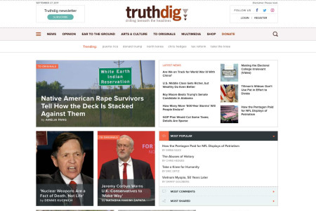 Screenshot of Truthdig website home page