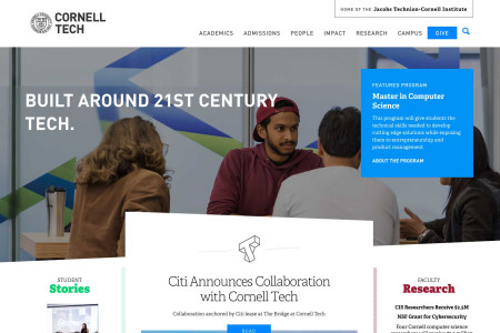 Screenshot of Cornell Tech website home page