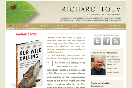 Screenshot of Richard Louv's home page