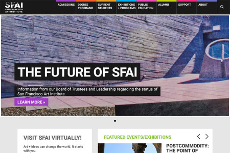 Screenshot of SFAI website Home page