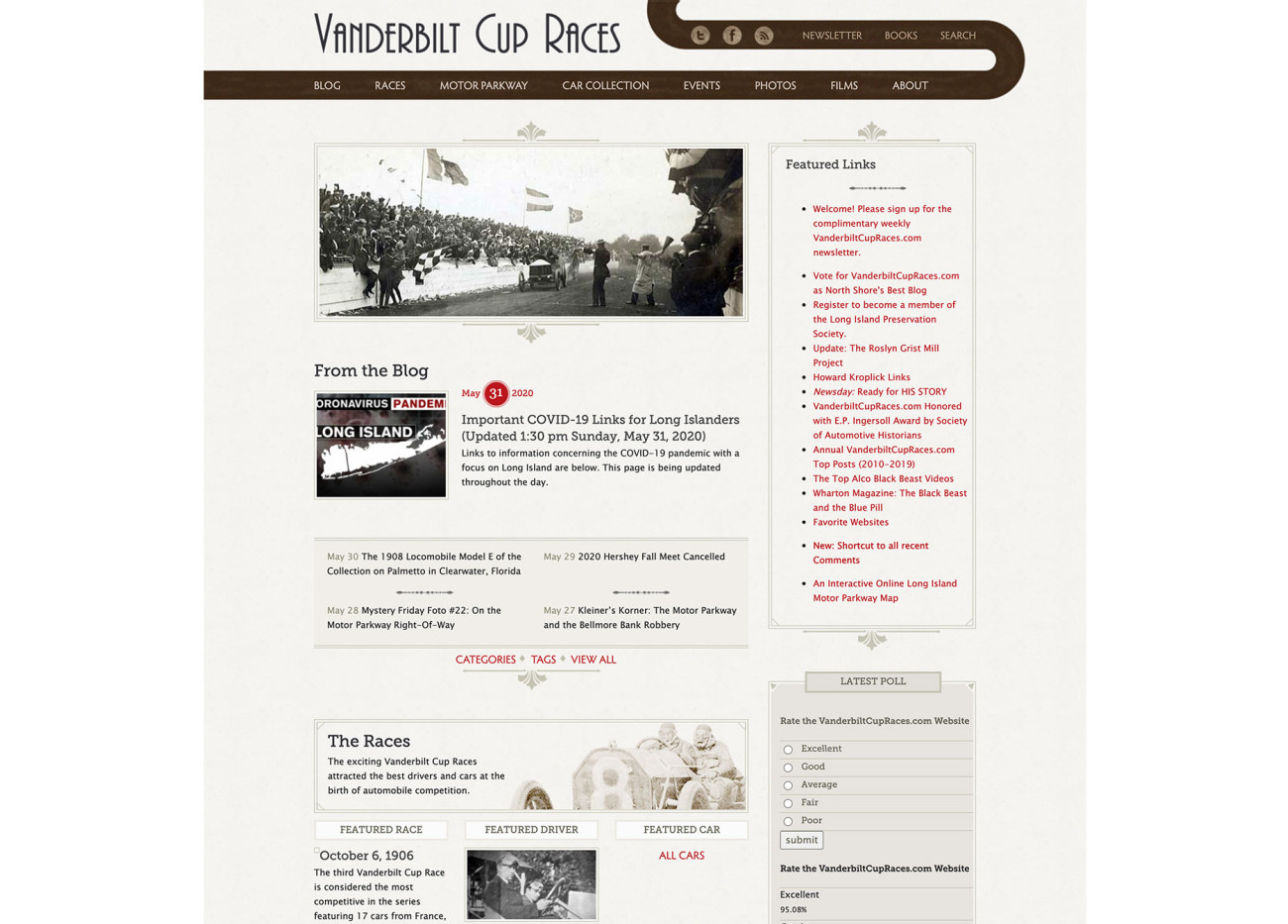 Screenshot of Vanderbilt Cup Races home page