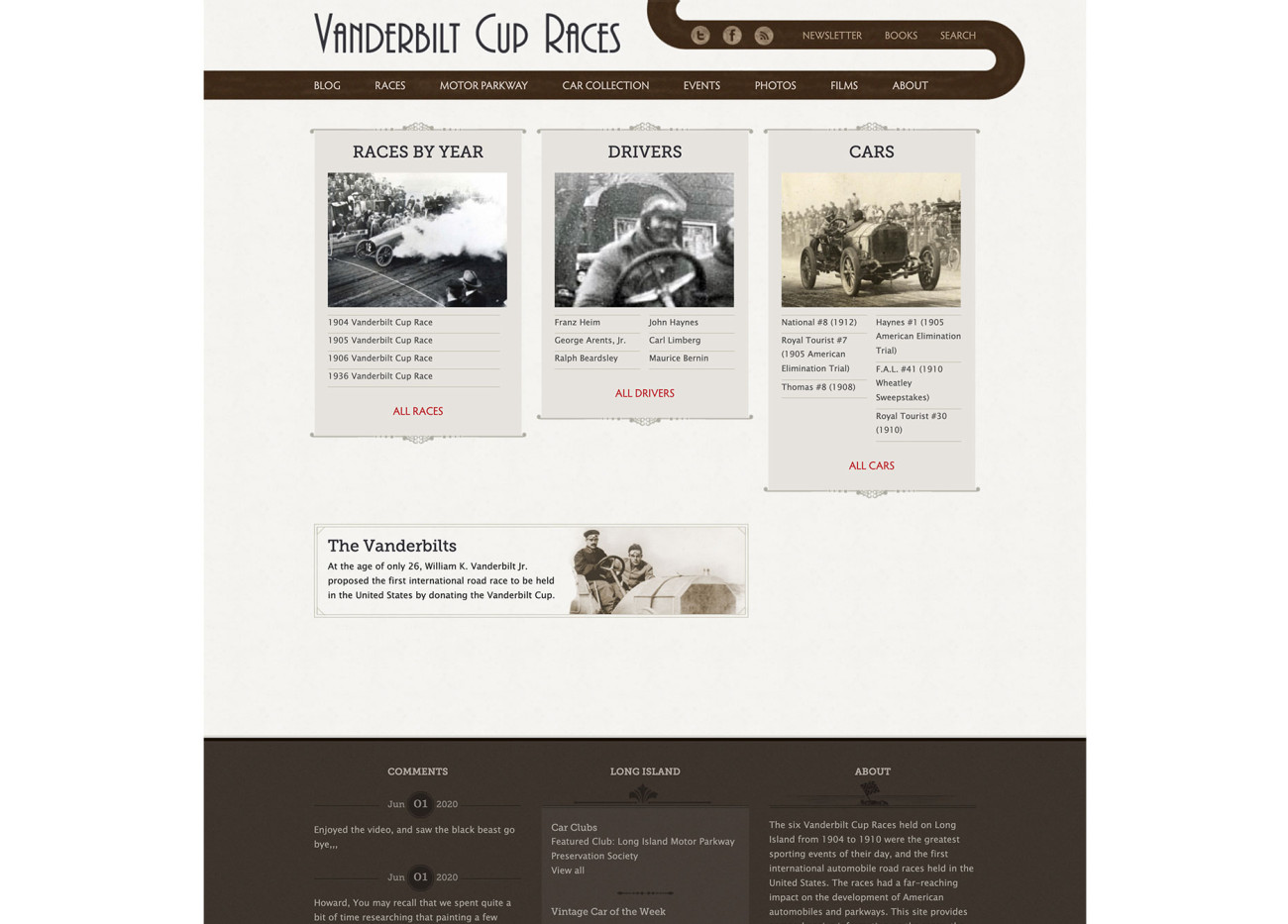 Screenshot of Vanderbilt Cup Races Races page